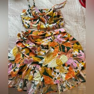 Aerie Floral Top and Wrap Skirt Set Size M